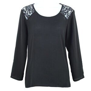 LDLA Women's Semi sheer blouse w/ crochet lace detail  Size S